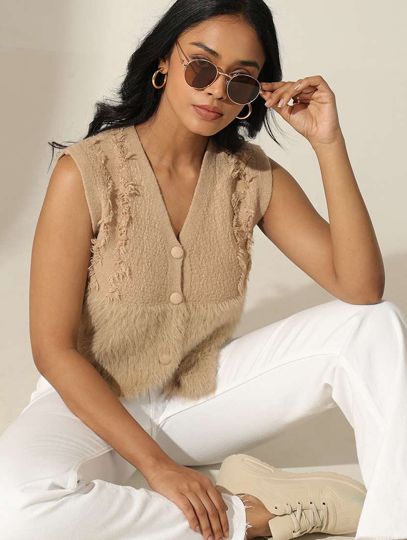 women self designed sleeveless vest top