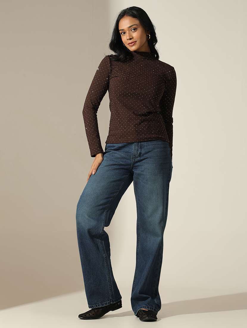 women self designed high neck long sleeve top - 22173725 -  Standard Image - 5