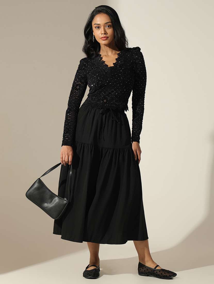 women self designed puff sleeve lace crop top - 22173726 -  Standard Image - 5