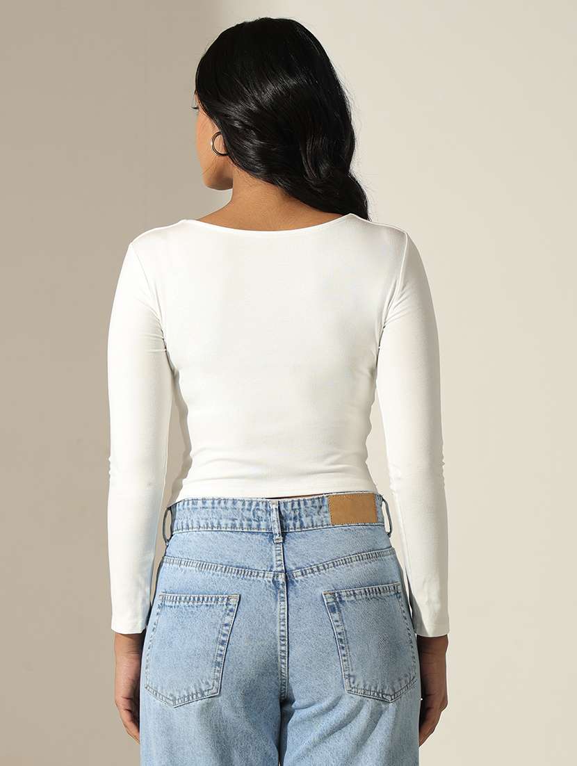 women solid  v-neck long sleeve top - 22173731 -  Standard Image - 5