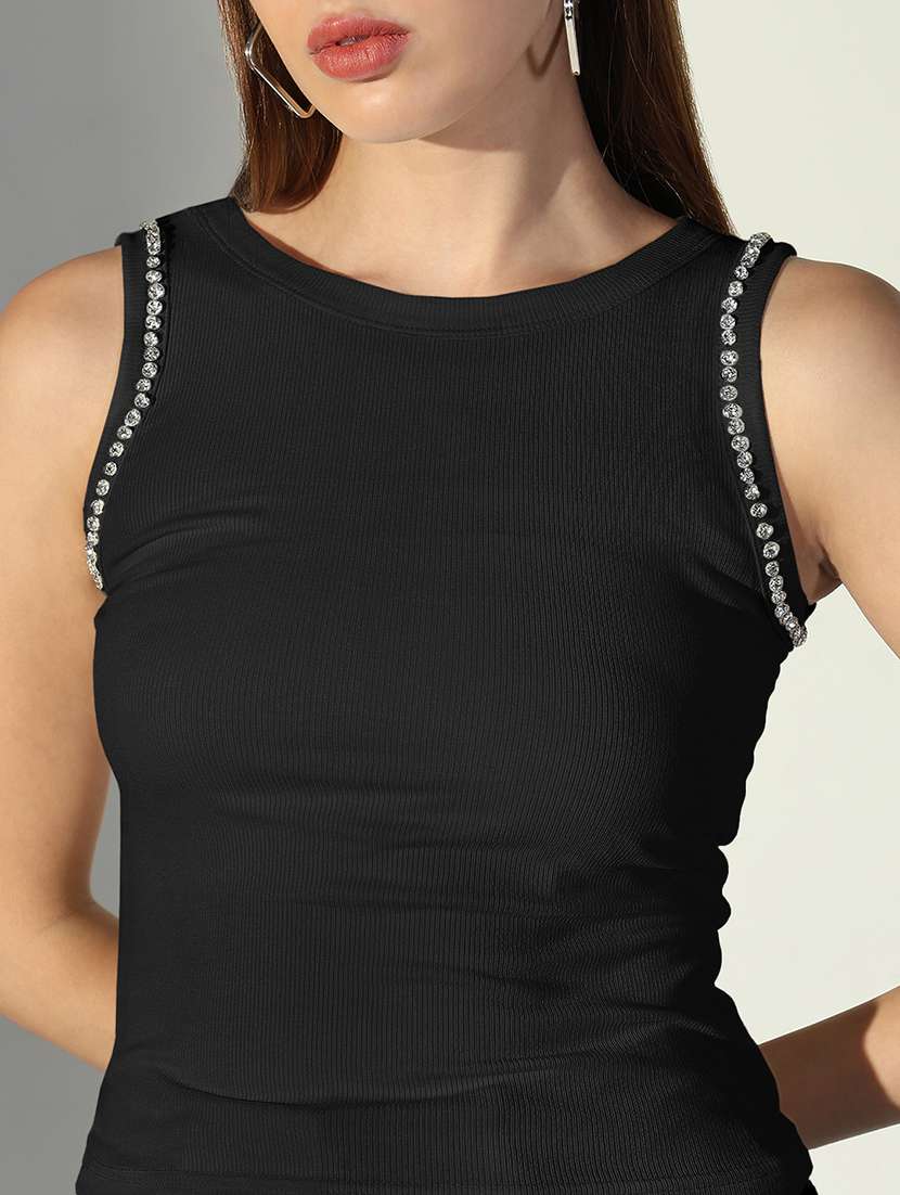 women black solid sleeveless blend tank top - 22173737 -  Standard Image - 5