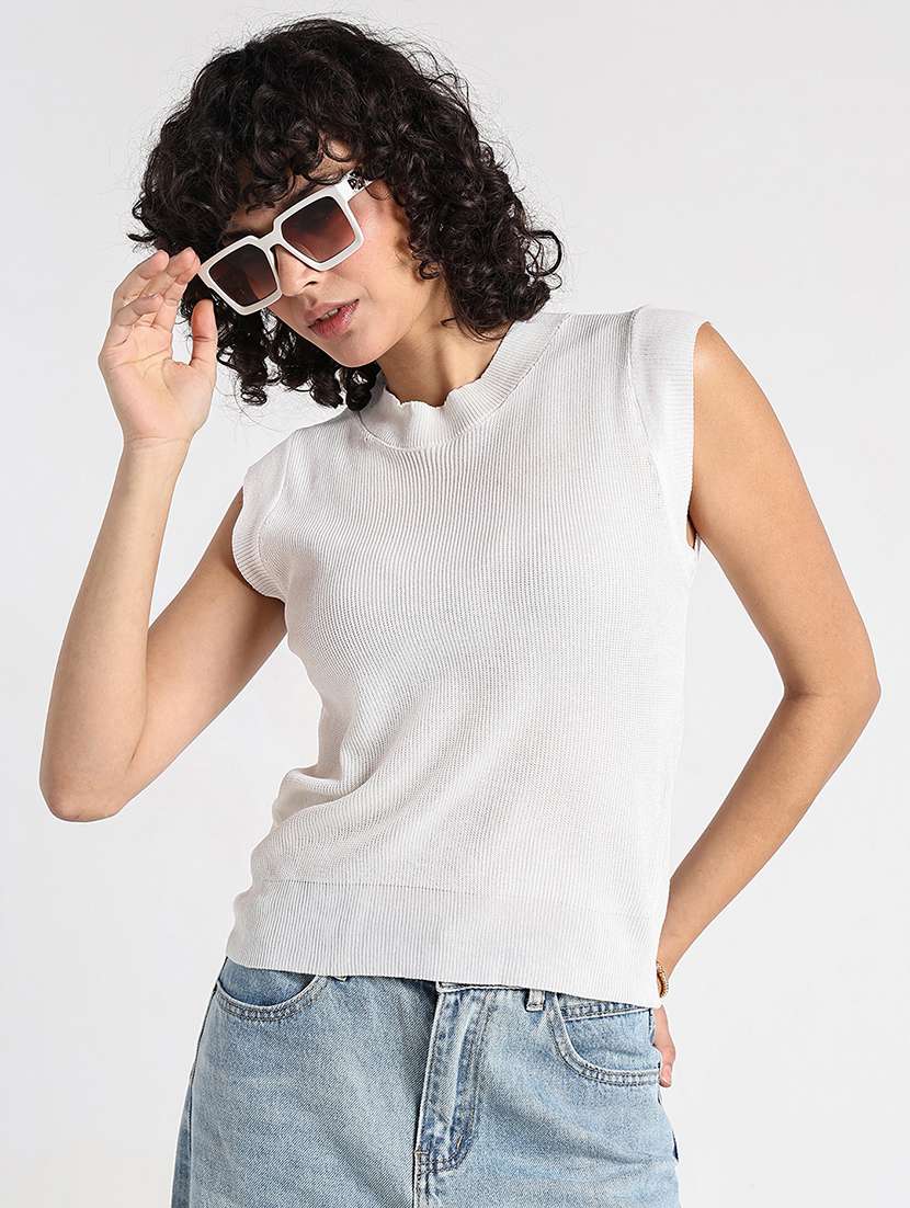 women solid round neck sleeveless top - 22173750 -  Standard Image - 3