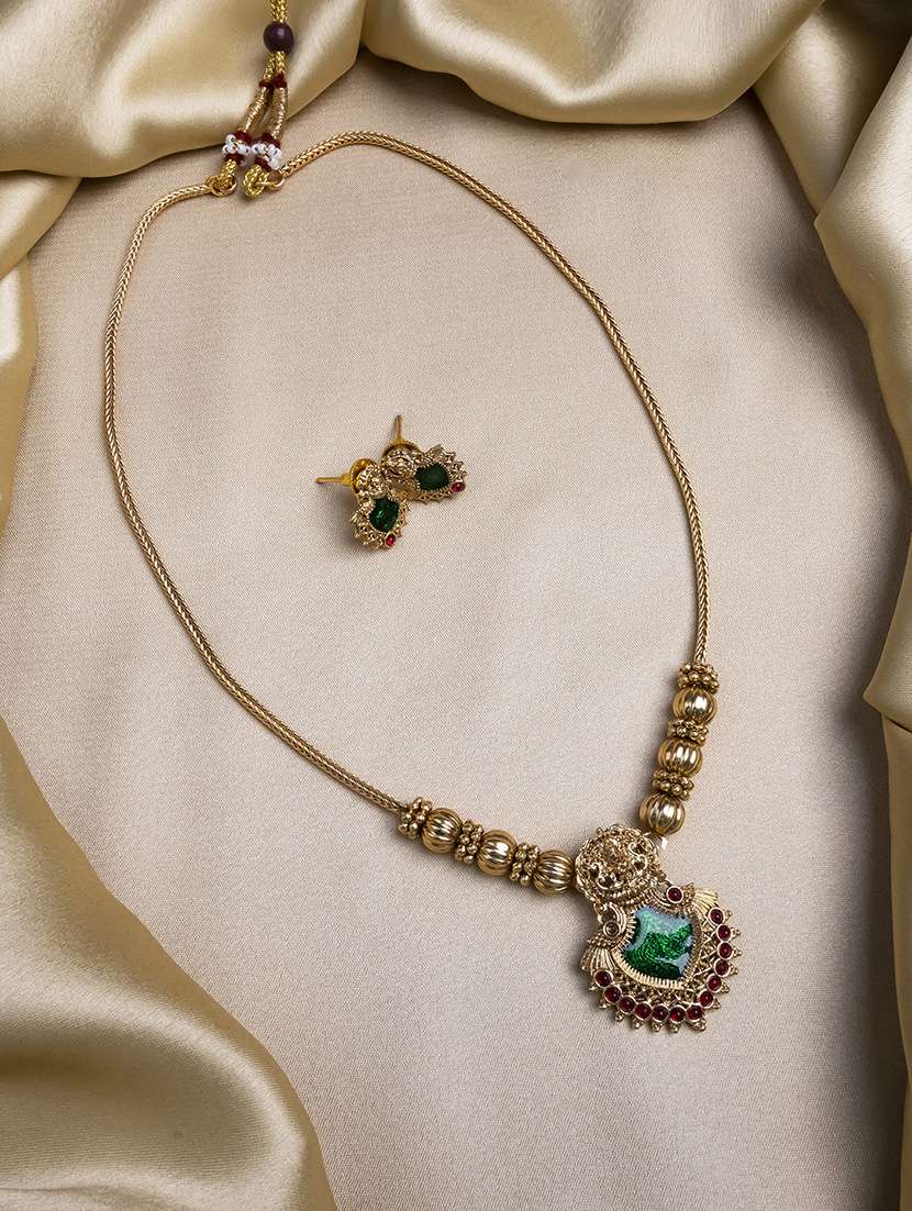 green meenakari beads necklace set