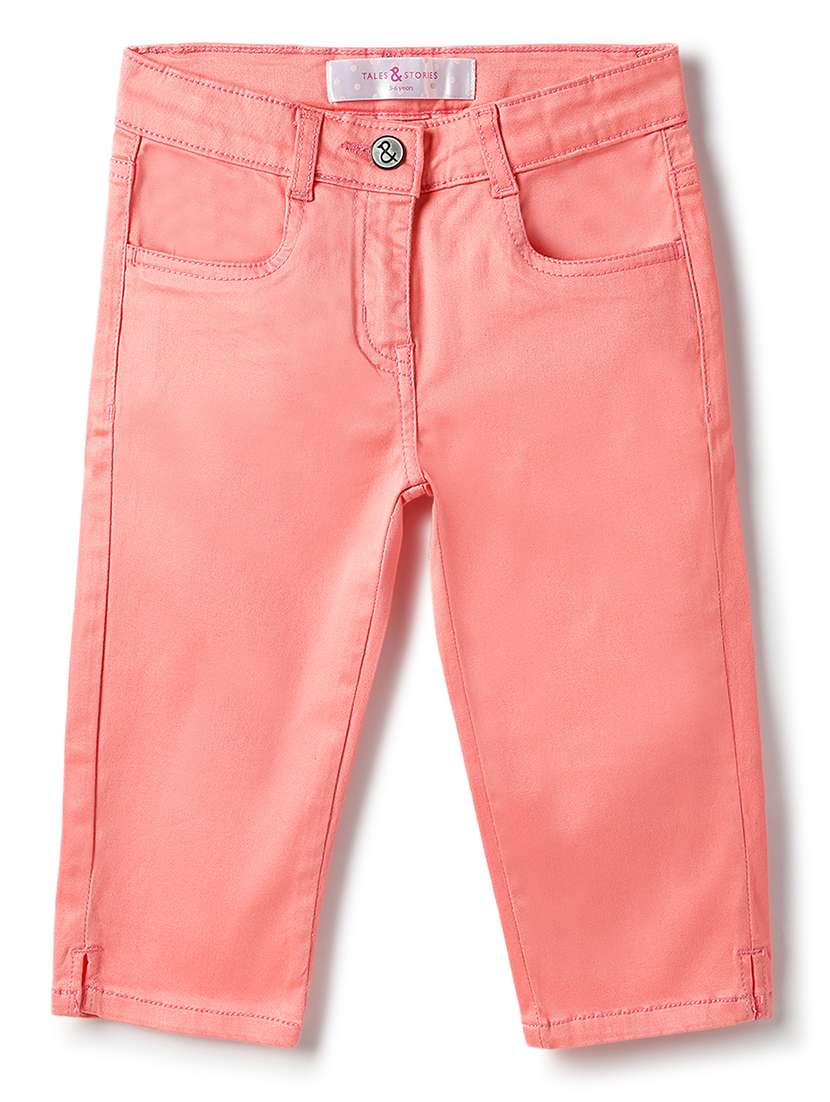 girls solid mid rise slim fit culottes