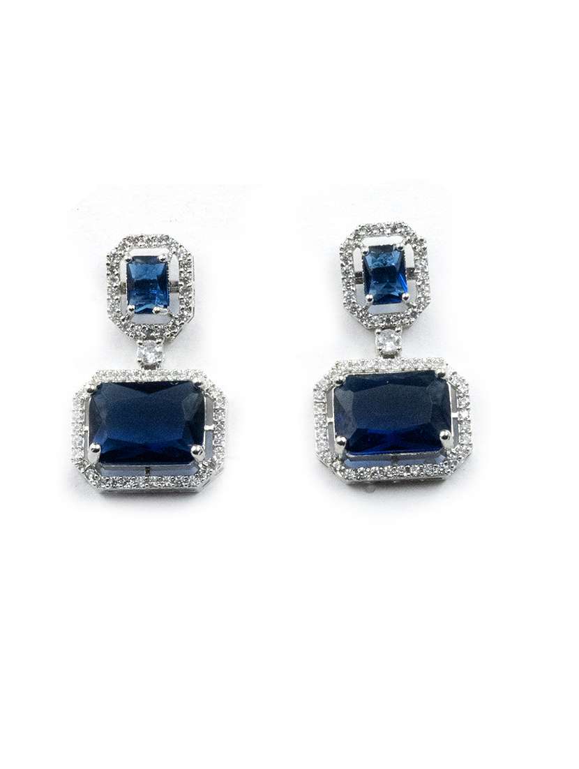 exquisite minimalist look blue cz ad statement earrings - 22173797 -  Standard Image - 3