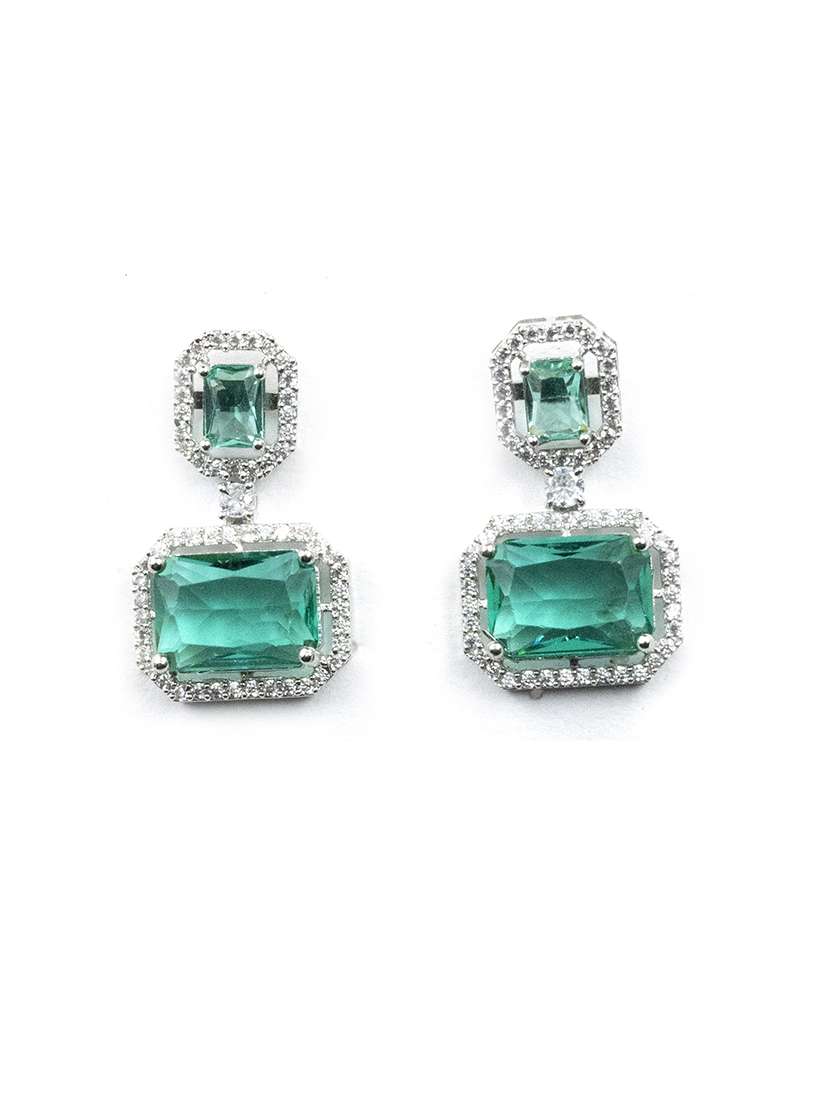 exquisite minimalist look crystalgreen cz ad statement earrings - 22173798 -  Standard Image - 3