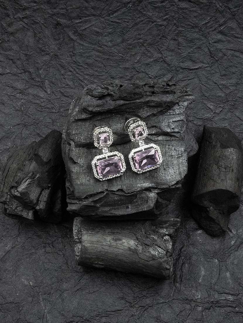 exquisite minimalist look crystalpink cz ad statement earrings