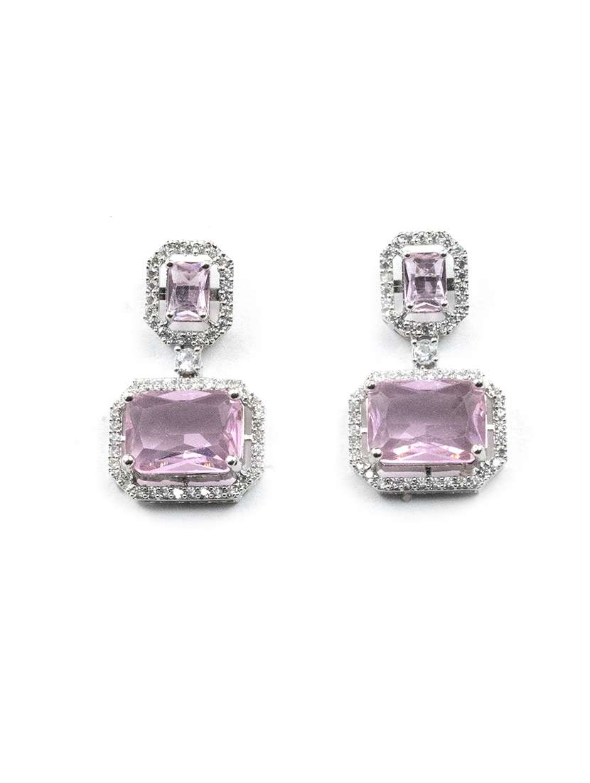 exquisite minimalist look crystalpink cz ad statement earrings - 22173799 -  Standard Image - 3