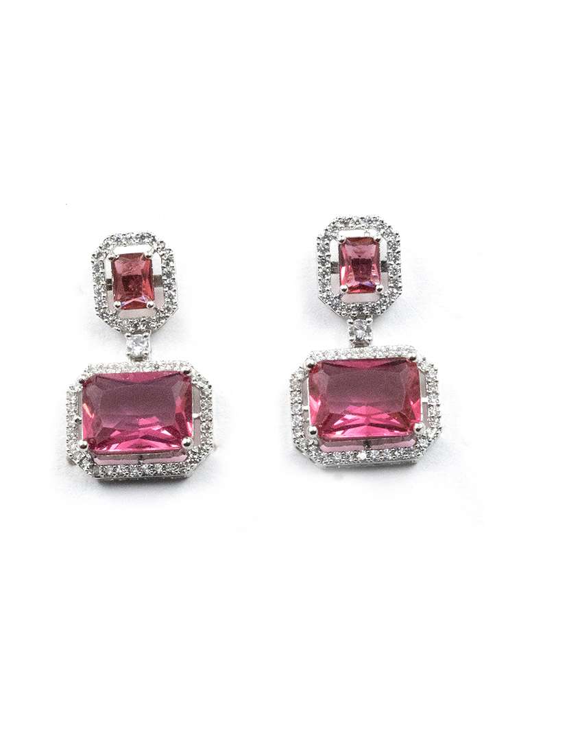 exquisite minimalist look red cz ad statement earrings - 22173801 -  Standard Image - 3