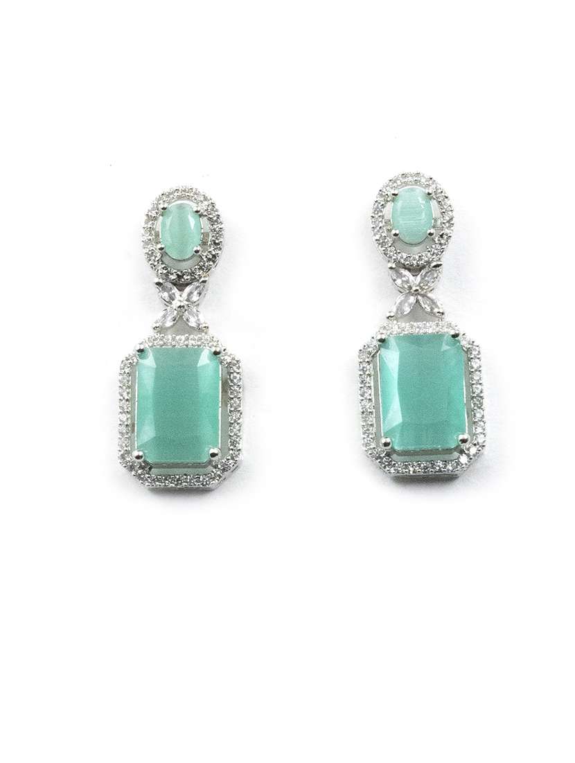 green cz fashion party wear drop earrings - 22173804 -  Standard Image - 3