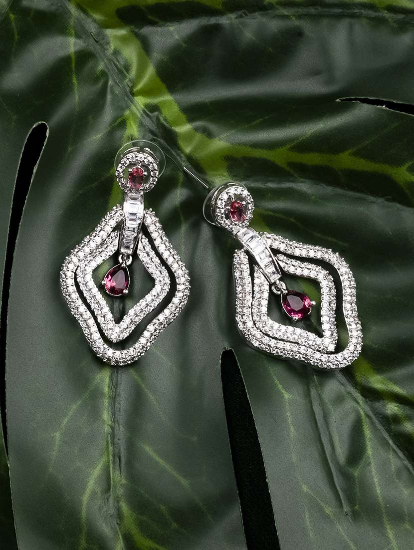 designer red ad leaf earrings