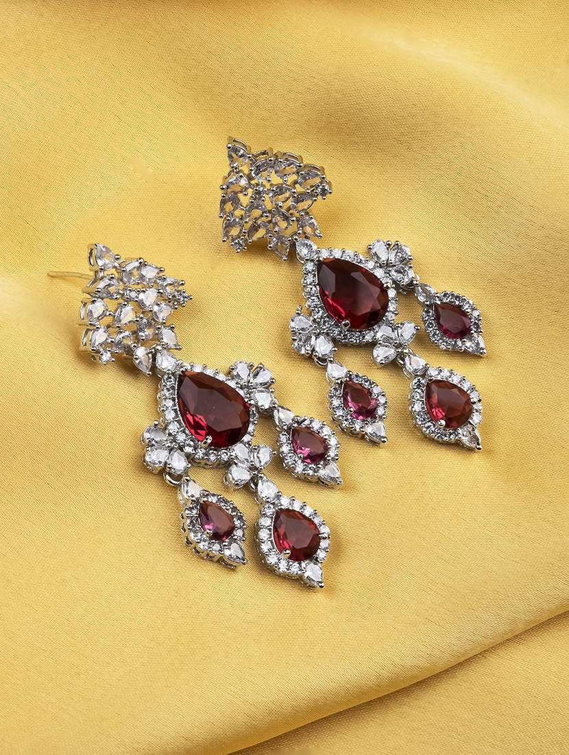 silver-plated luxurious ad red waterfall earrings - 22173821 -  Zoom Image - 0