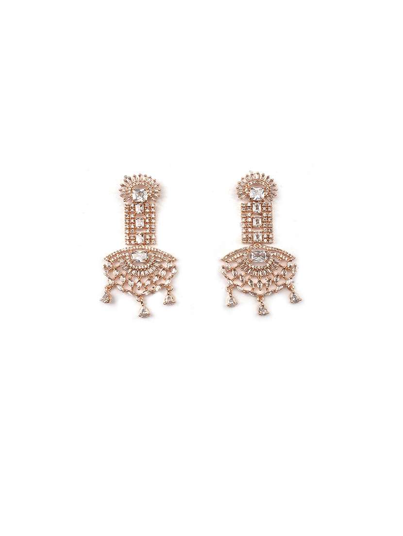 royal rose gold plated big size white ad cz studded luxury earrings - 22173832 -  Standard Image - 3