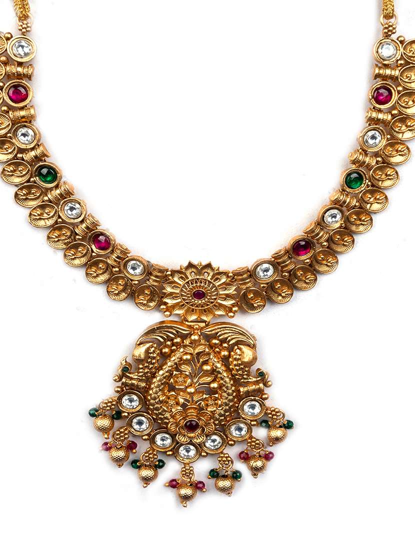 elegant kempu rajwadi drop style necklace set - 22173837 -  Standard Image - 3