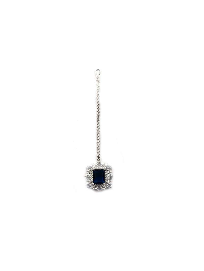 silver plated blue square cz big pendant set - 22173846 -  Standard Image - 3