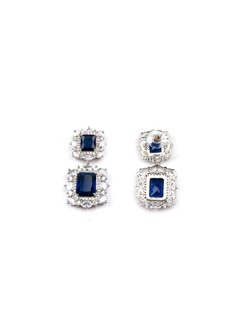 silver plated blue square cz big pendant set - 22173846 -  Standard Image - 5