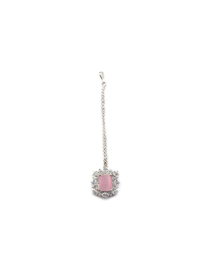 silver plated pink square cz big pendant set - 22173848 -  Standard Image - 3