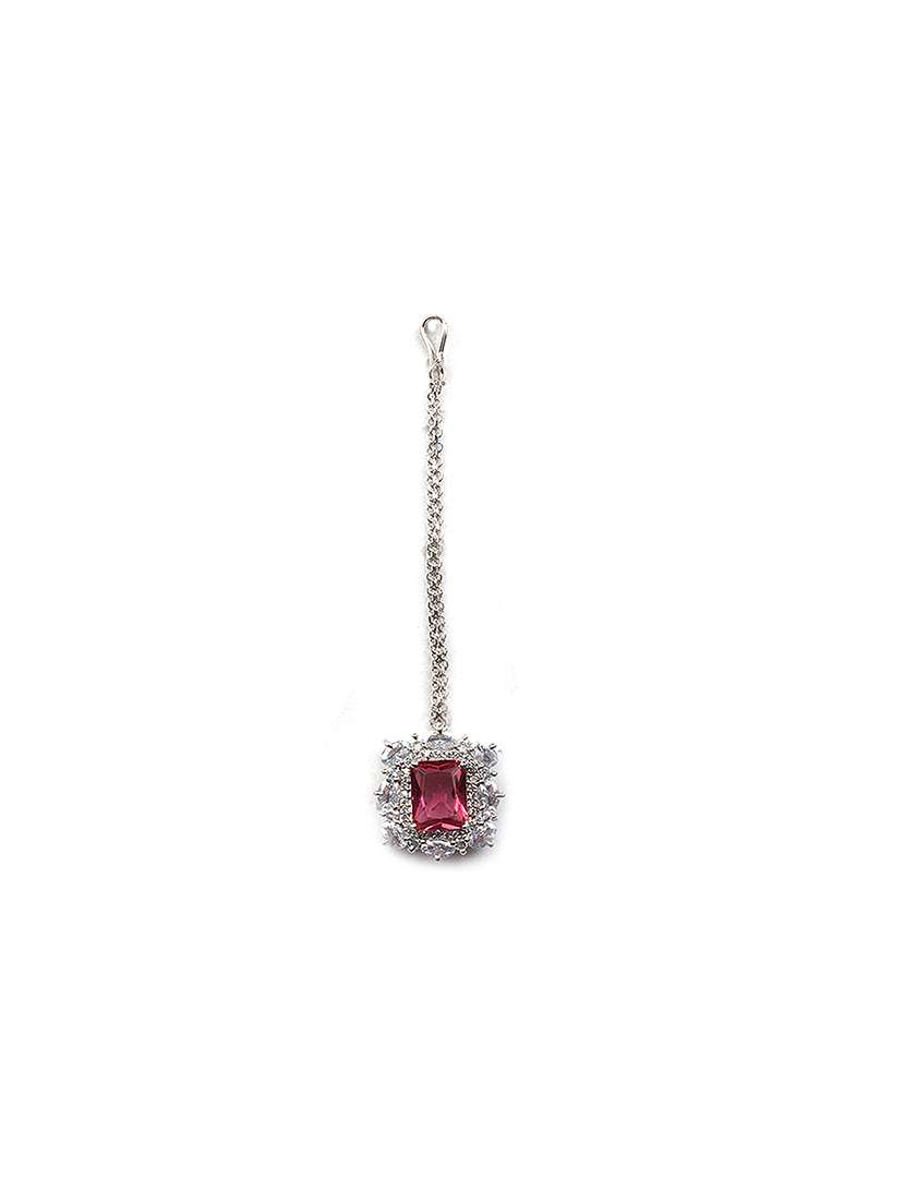 silver plated red square cz big pendant set - 22173849 -  Standard Image - 3