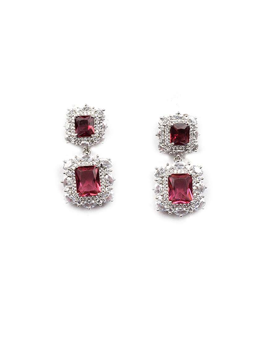 silver plated red square cz big pendant set - 22173849 -  Standard Image - 5