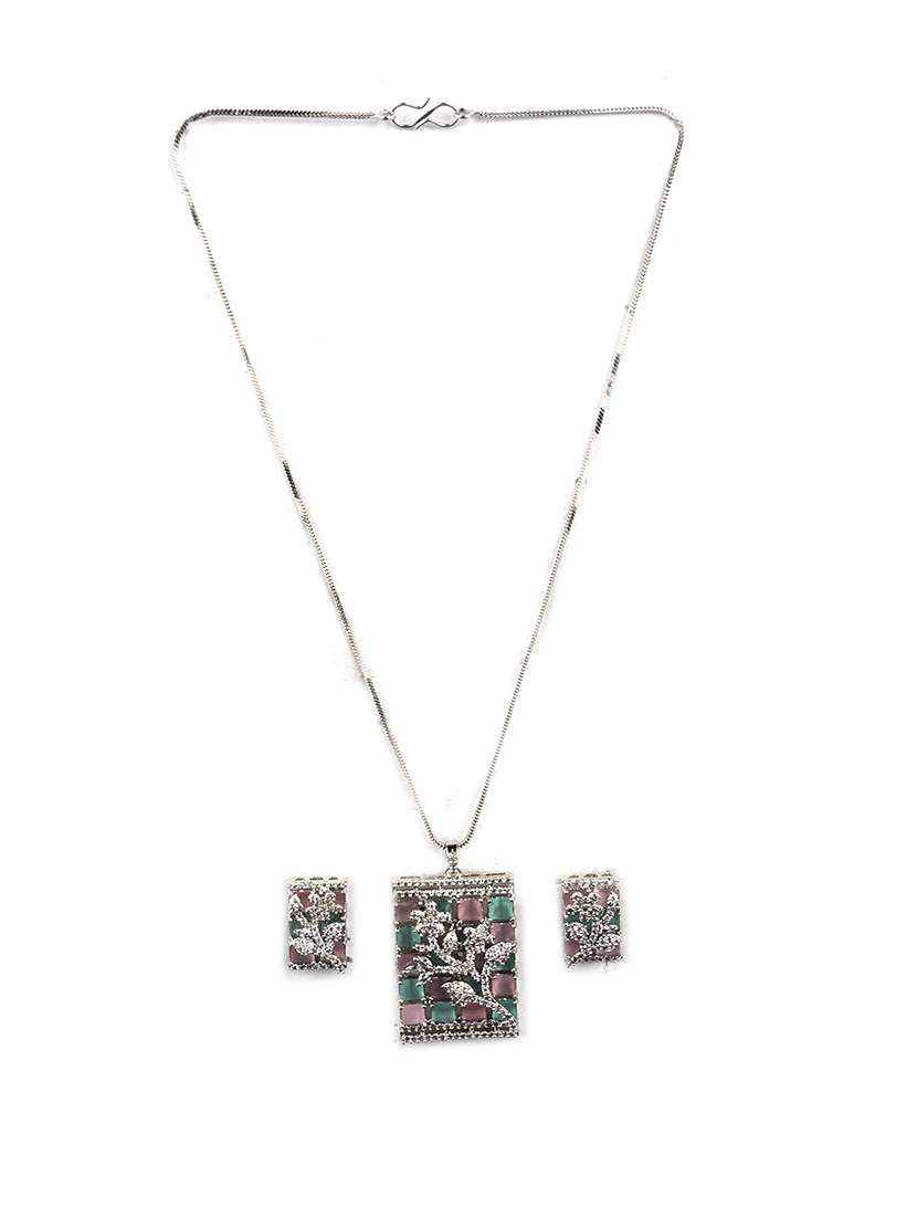 luxurious multicolored ad square pendant with earrings - 22173852 -  Standard Image - 3