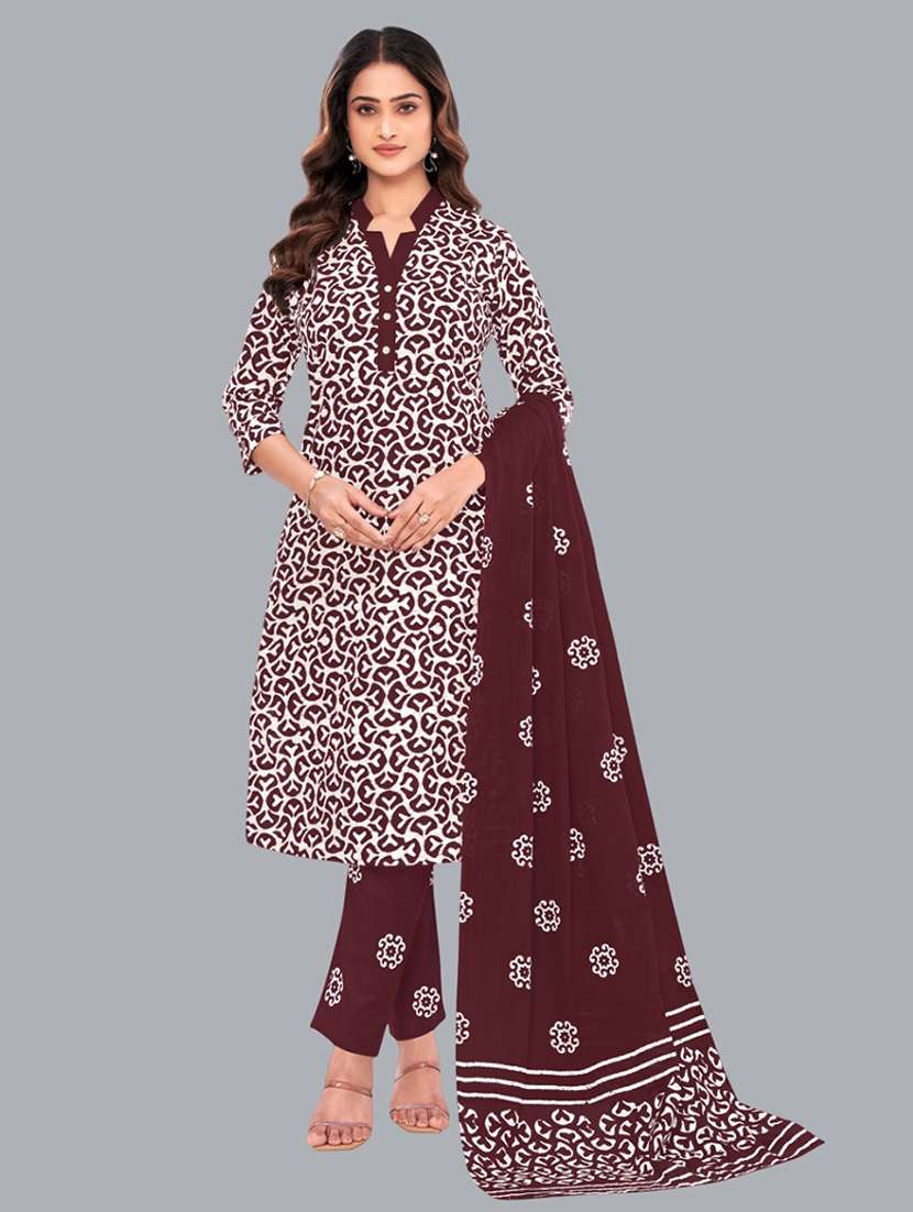 women batik printed three quarter sleeve kurta pant with dupatta set