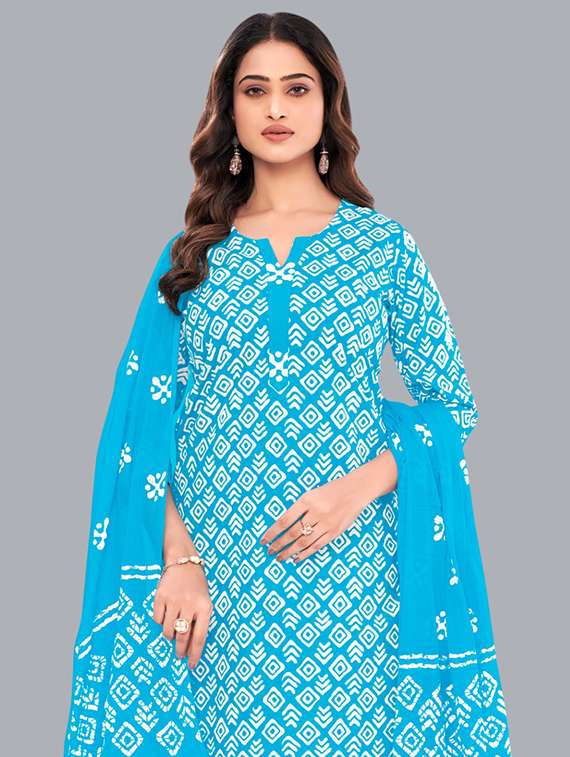 women batik printed three quarter sleeve kurta pant with dupatta set - 22173868 -  Standard Image - 3
