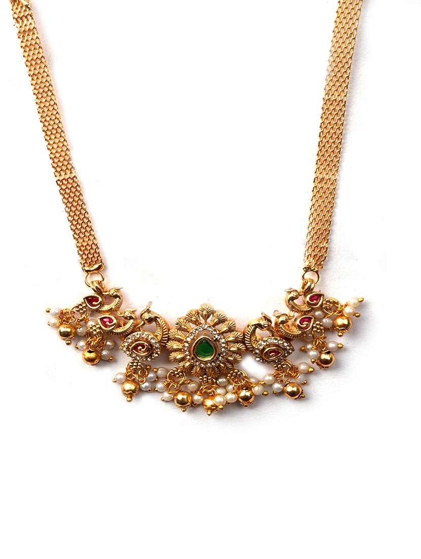 exquisite gold plated peacock choker set - 22173870 -  Standard Image - 3