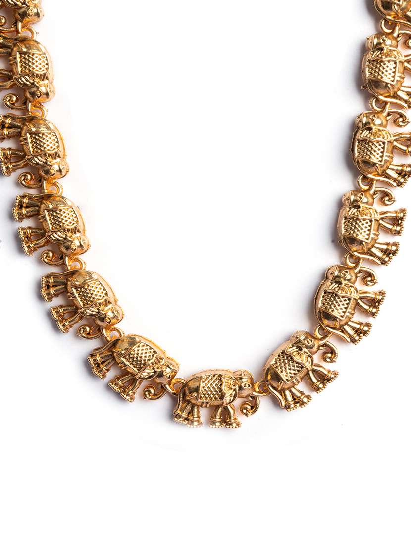 ethnic gold plated elephant motif necklace set - 22173881 -  Standard Image - 3
