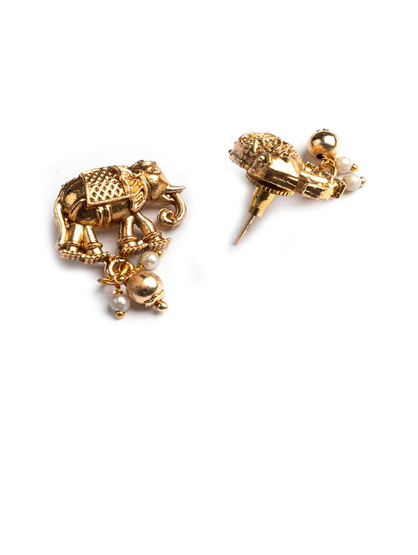 ethnic gold plated elephant motif necklace set - 22173881 -  Standard Image - 5