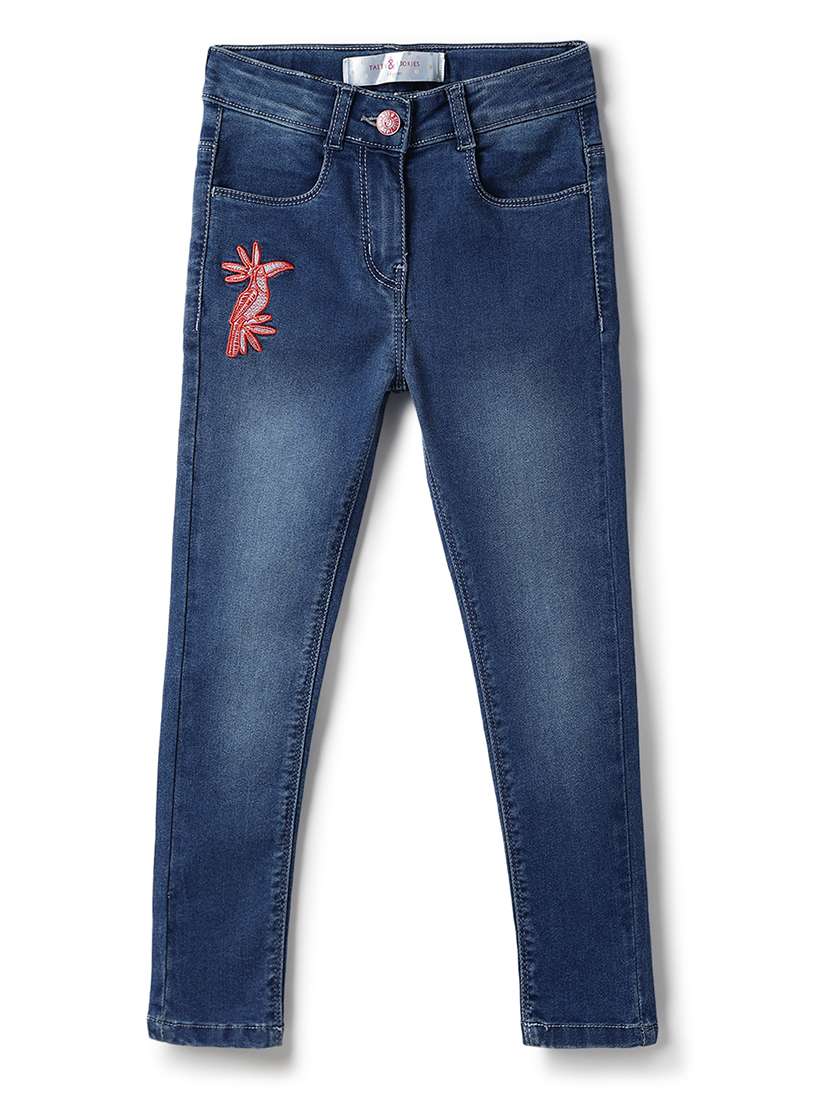 girls solid mid rise skinny fit jean