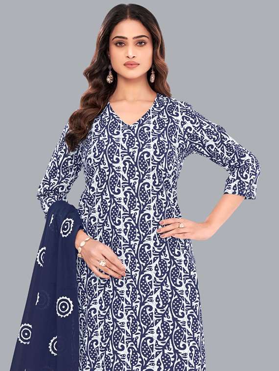 women batik printed three quarter sleeve kurta pant with dupatta set - 22173895 - Standard Image - 3