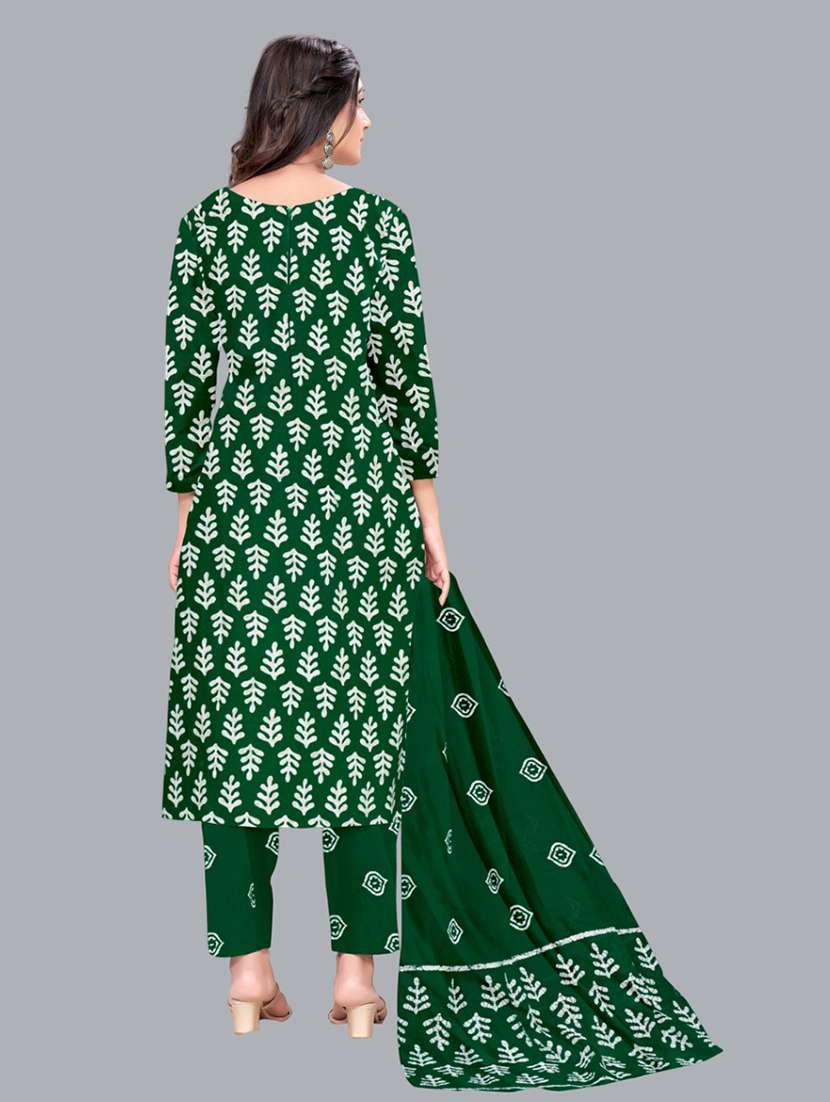 women batik printed three quarter sleeve kurta pant with dupatta set - 22173897 - Standard Image - 3