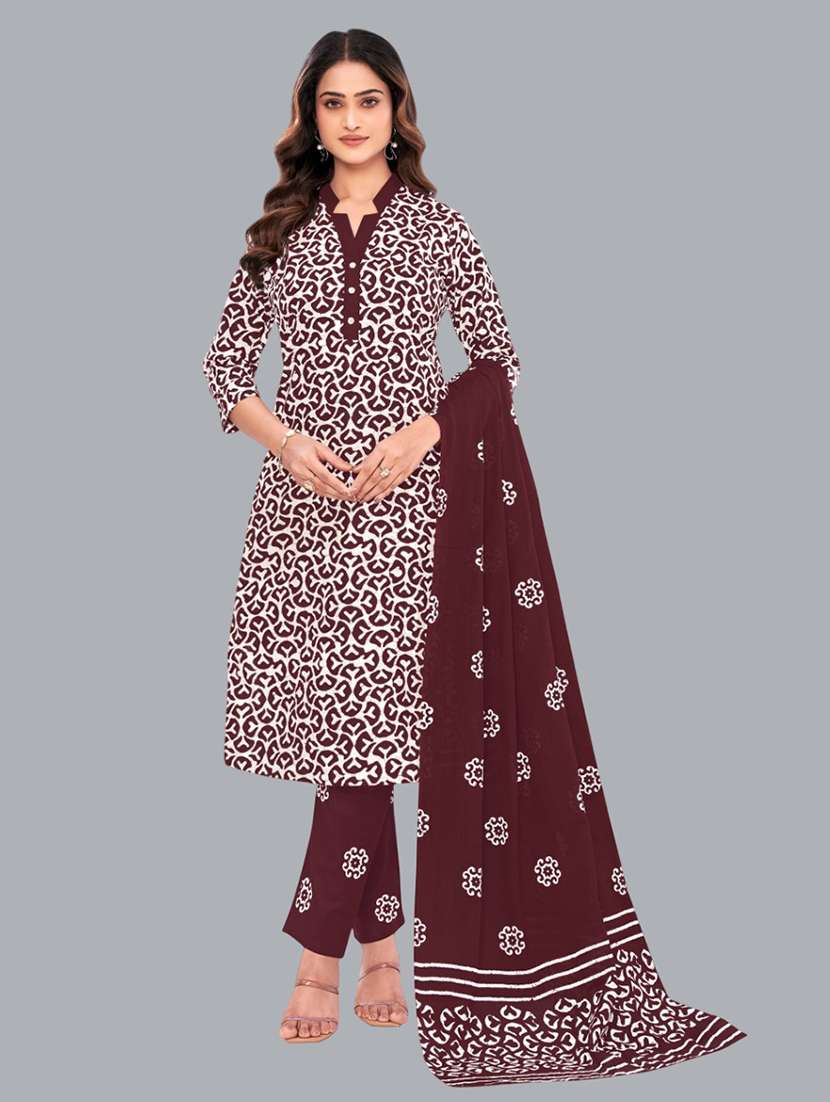 women batik printed three quarter sleeve kurta pant with dupatta set