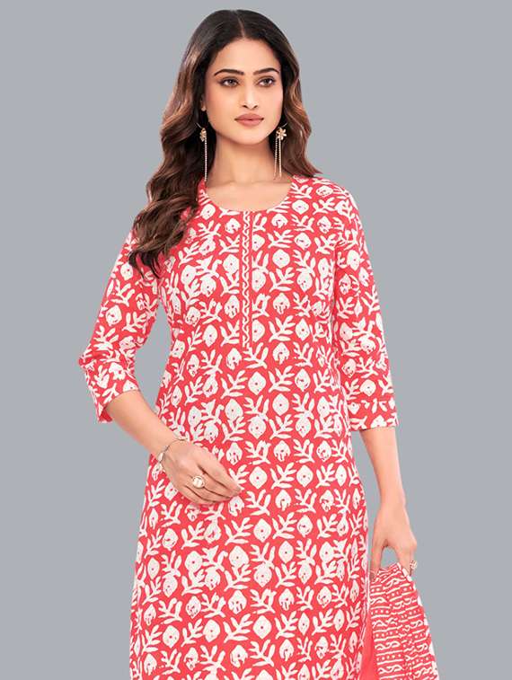 women batik printed three quarter sleeve kurta pant with dupatta set - 22173907 - Standard Image - 3