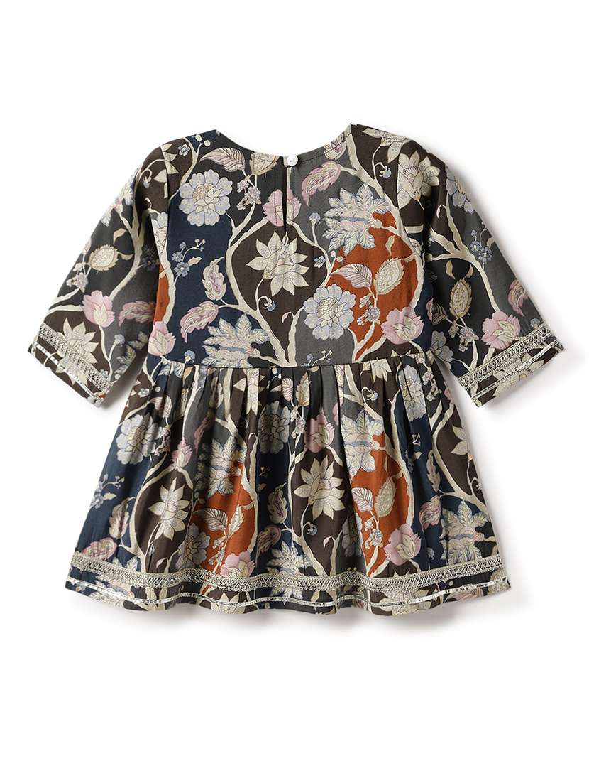 girls printed three quarter sleeve kurta and palazzo set - 22173908 -  Standard Image - 5