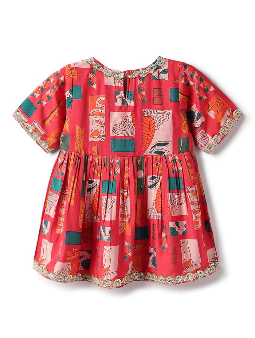 girls printed short sleeve kurta and pant set - 22173909 -  Standard Image - 3