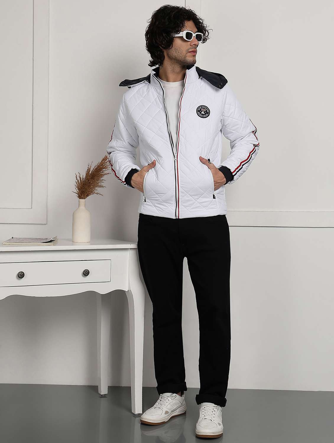 men solid long sleeve hooded quilted jacket - 22173916 -  Standard Image - 3