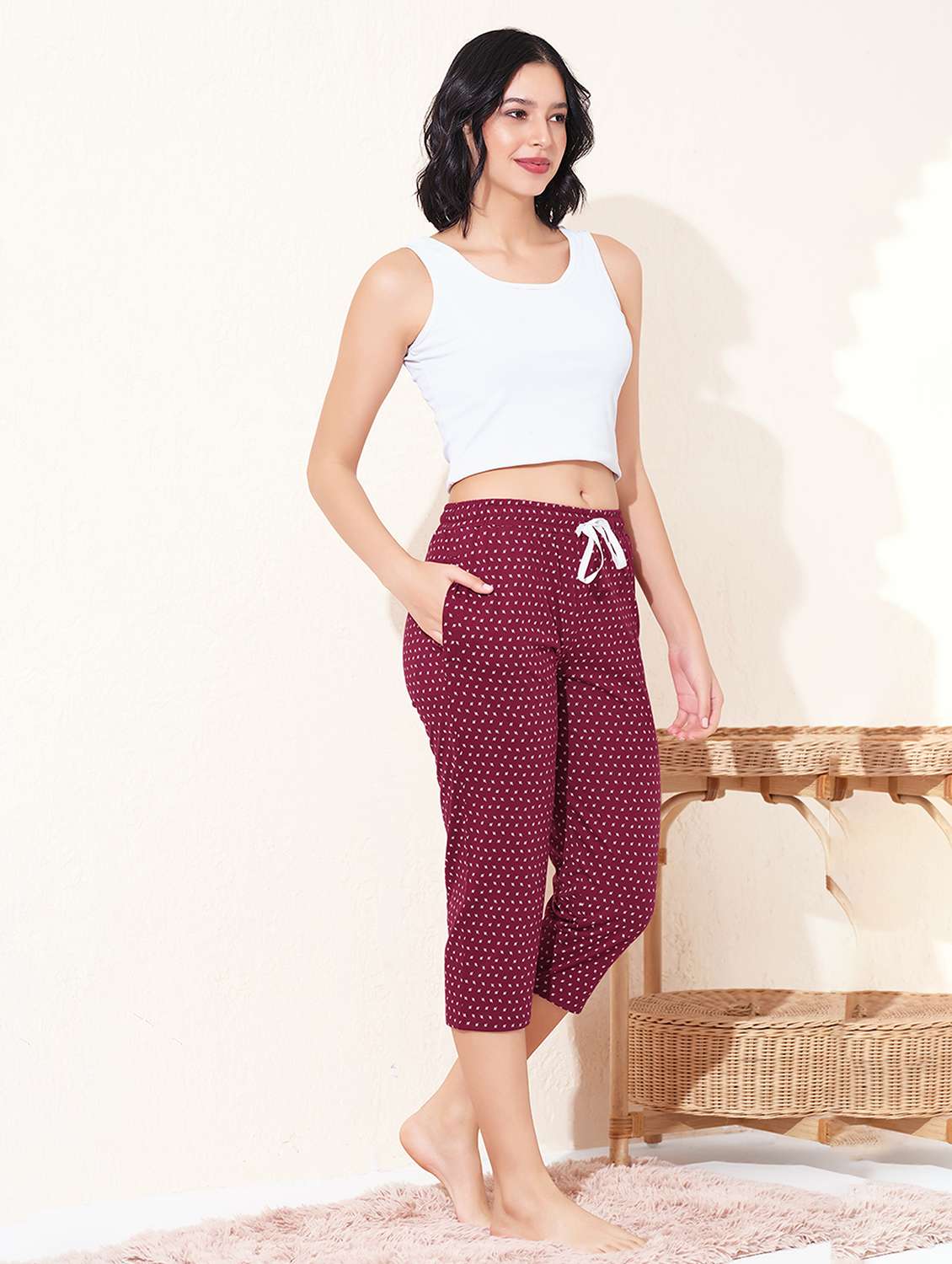 women printed mid rise regular fit capri - 22173956 -  Standard Image - 3