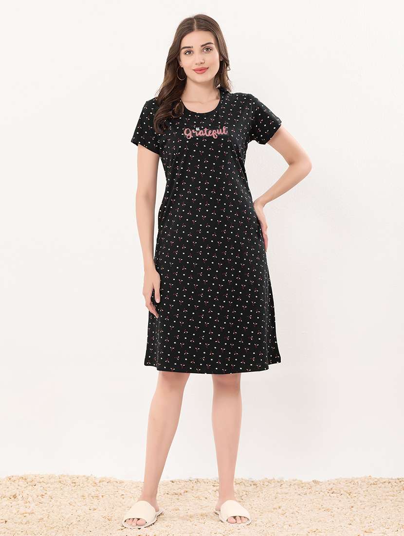 women printed short sleeve sleepshirt