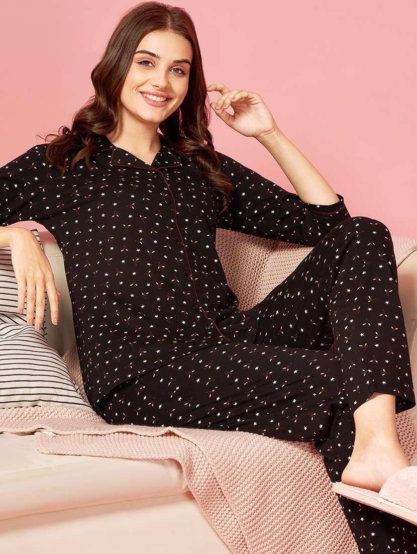 women printed nightwear pyjama set - 22173967 -  Standard Image - 5