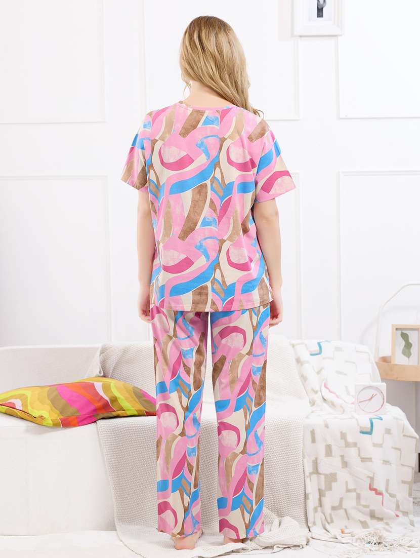 women printed nightwear pyjama set - 22173974 -  Standard Image - 3