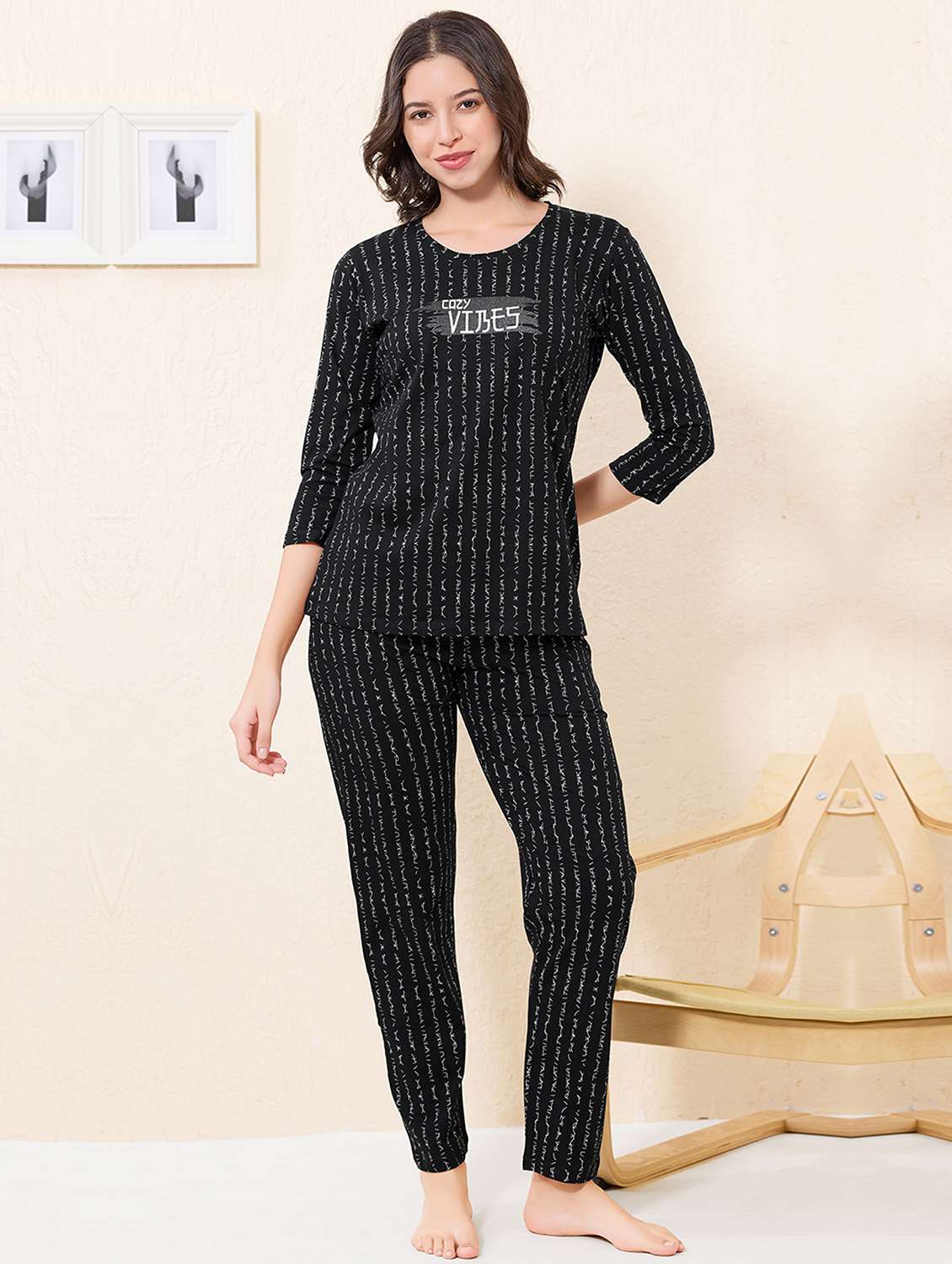 women printed nightwear pyjama set