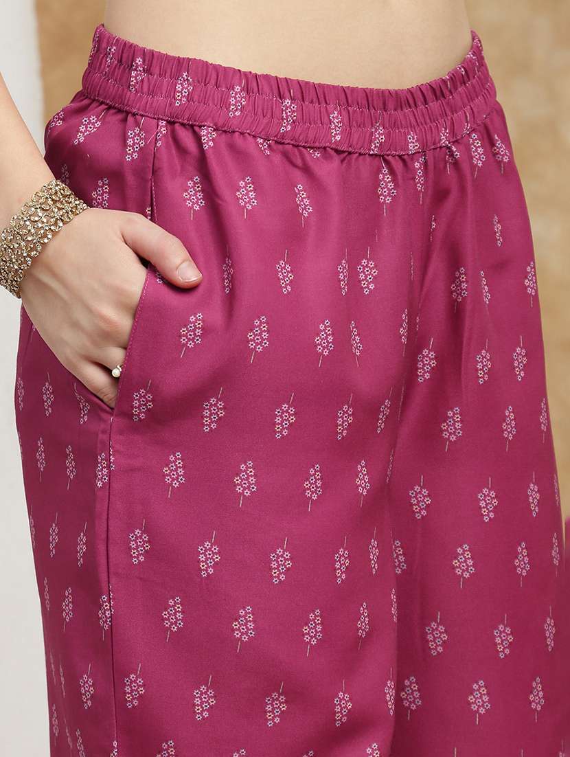 women printed shoulder strap kurta palazzo with dupatta set - 22174008 -  Standard Image - 3