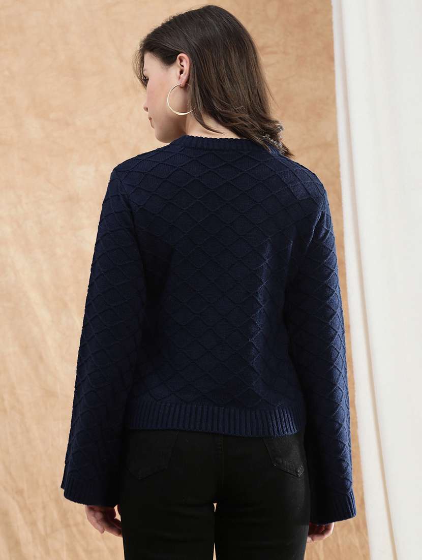 women self designed bell sleeve pullover - 22174018 -  Standard Image - 3