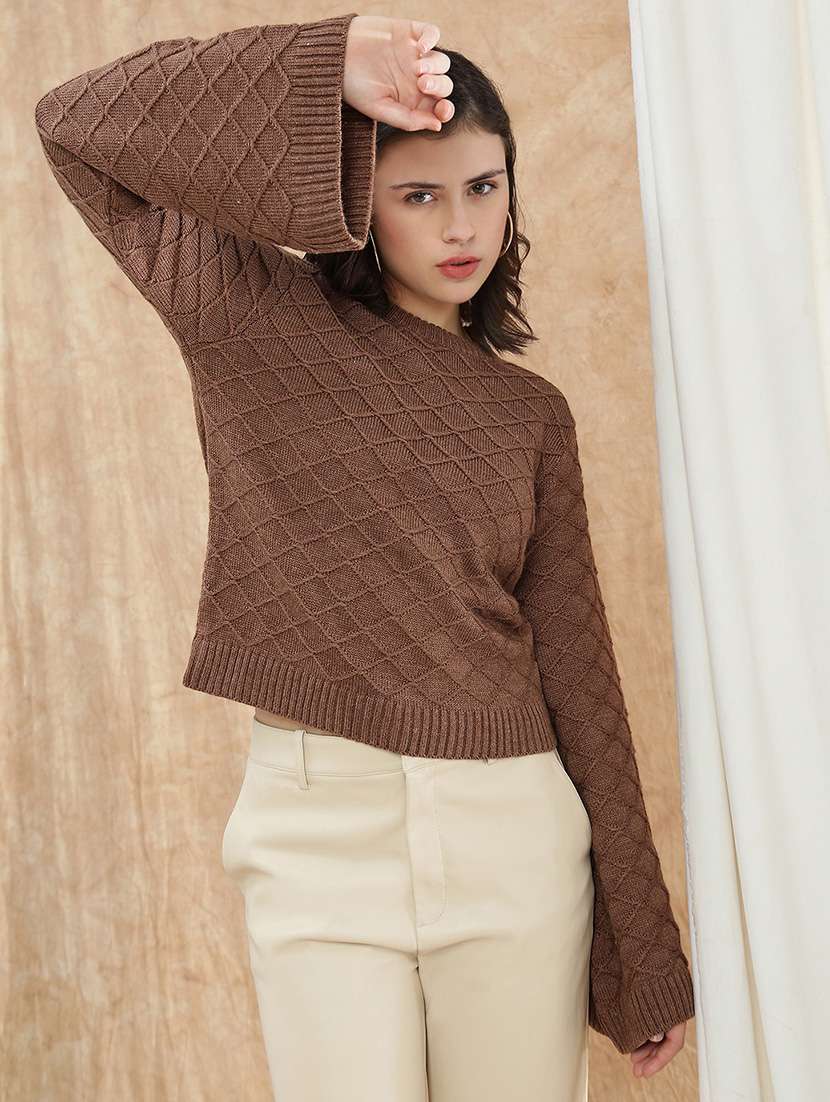 women self designed bell sleeve pullover