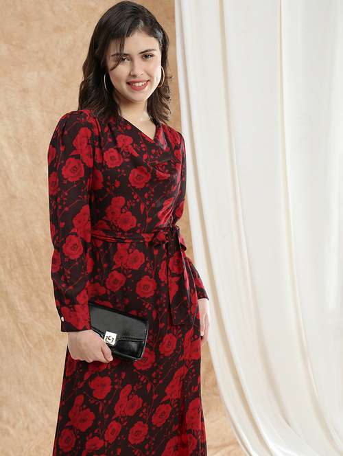 women printed puff sleeve a-line dress - 22174033 -  Standard Image - 0