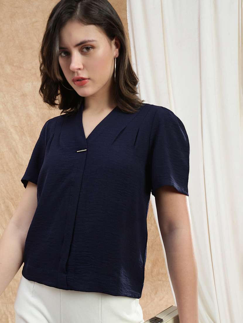 women solid puff sleeve  regular top - 22174039 -  Zoom Image - 0