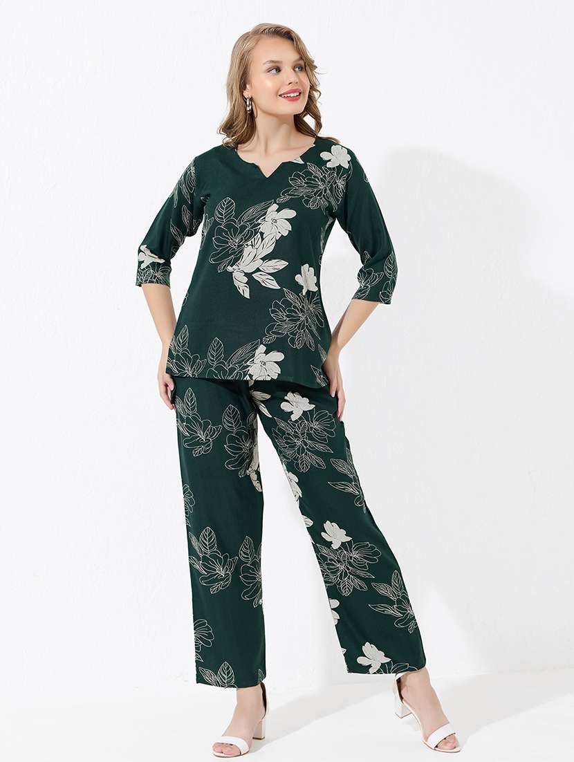 women three quarter sleeve regular fit ethnic co-ord set