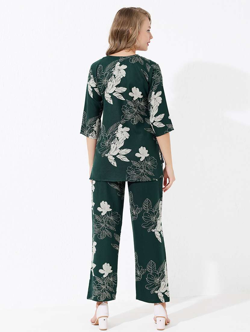 women three quarter sleeve regular fit ethnic co-ord set - 22174062 -  Standard Image - 3