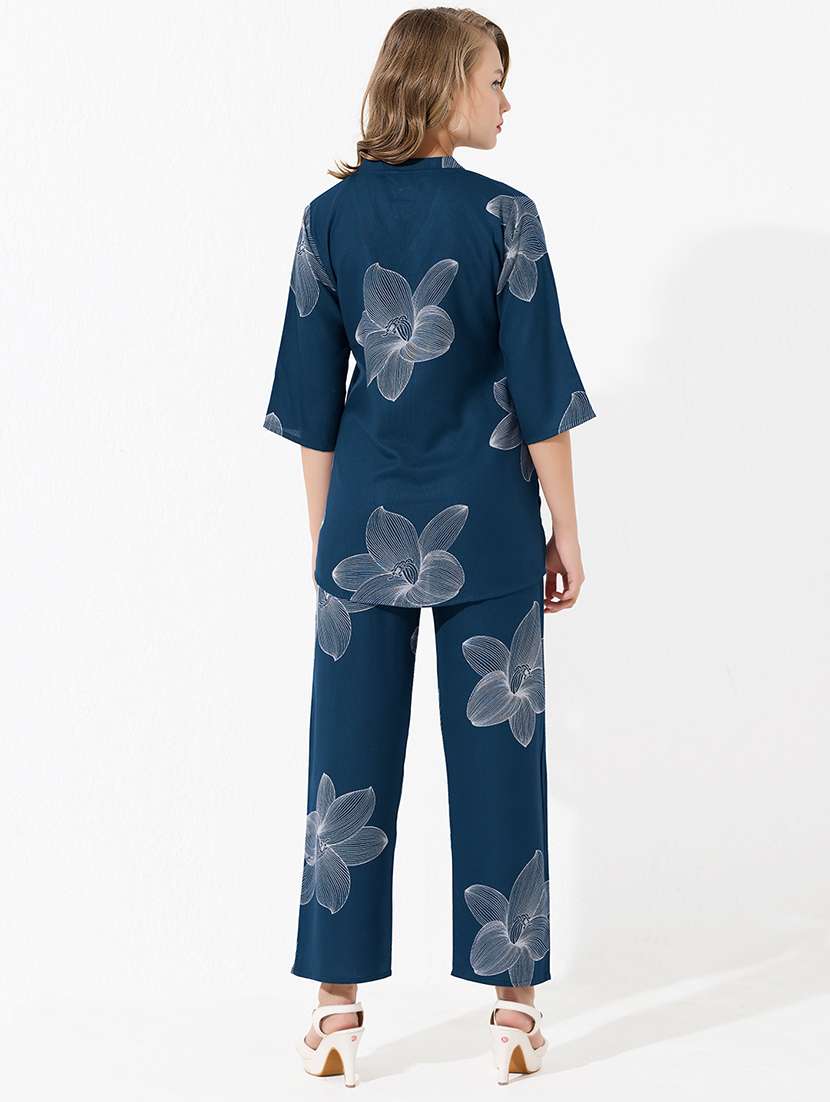 women three quarter sleeve regular fit ethnic co-ord set - 22174063 -  Standard Image - 3